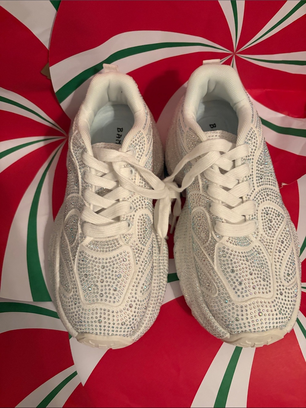 BAMBOO White Rhinestone Embellished Women Sneakers